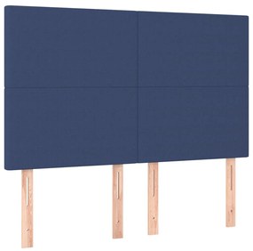 Cama box spring c/ colchão e LED 140x200 cm tecido azul