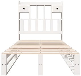 Cama com estante sem colchão 90x200 cm pinho maciço branco