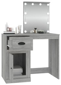 Toucador com LEDs 90x50x132,5 cm derivados madeira cinza sonoma