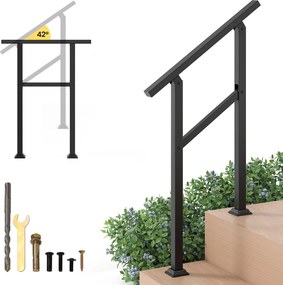 Corrimão lateral para escada com montagem e ajuste de ângulo flexível 70 cm preto