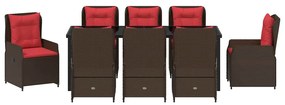 Conjunto de Jantar de Jardim 9 Peças Marrom em Polyrattan