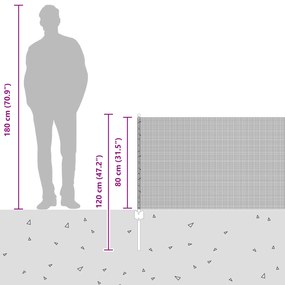 Cerca de Fio Soldado com 44 Postes U Cinza 0,8x100 m Aço