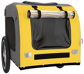 Reboque bicicleta p/ animais tecido oxford/ferro amarelo/cinza