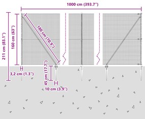 Cerca de Fio Soldado com 7 Postes de Cravar 1,6x10 m Aço Galvanizado