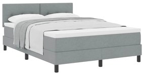 Cama Box Spring com colchão Cinza Claro 140x190 cm Tecido