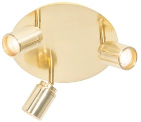 Foco de teto moderno para casa de banho latão 3 luzes IP44 - Ducha