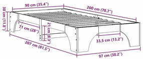 Cama Castanho 90x200 cm de Madeira de Pinho