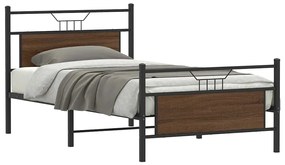 vidaXL Estrutura de cama sem colchão 107x203 cm carvalho castanho