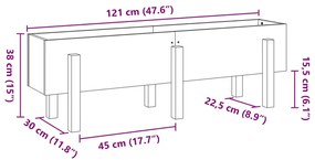 Canteiro elevado de jardim 121x30x38 cm pinho maciço branco
