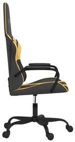 Cadeira gaming couro artificial preto e dourado