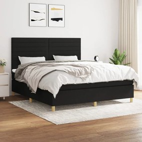 vidaXL Cama com molas/colchão 180x200 cm tecido preto
