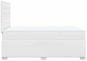 Cama com molas/colchão 120x200 cm couro artificial branco