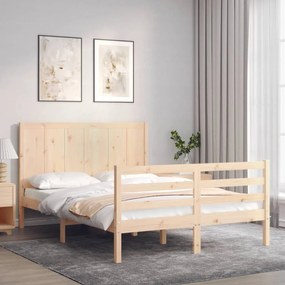 vidaXL Estrutura de cama com cabeceira 140x190 cm madeira maciça