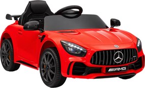 AIYAPLAY Carrinho Elétrica Infantil Carro Mercedes-Benz AMG GTR com Bateria 12V Faróis Buzina e Música 3-5 km/h 108x67x46 cm Vermelho | Aosom Portugal