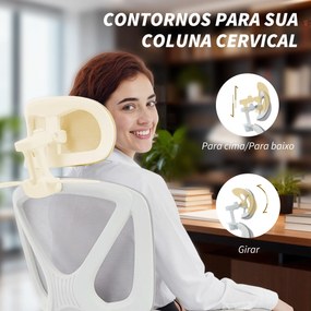 Cadeira de Escritório de Malha Reclinável com Apoio de Cabeça, Suporte Lombar, Apoio para os Pés e Altura Regulável, Cinzento Claro