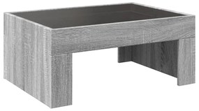 Mesa de centro luzes LED Infinity 70x50x30 cm cinzento sonoma