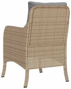 Cadeiras de jardim com almofadões 2 pcs vime PE bege misturado