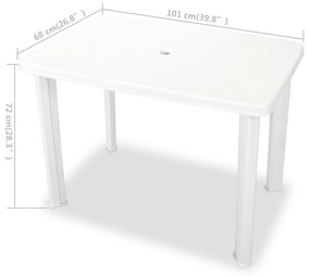 Mesa de jardim 101x68x72 cm plástico branco