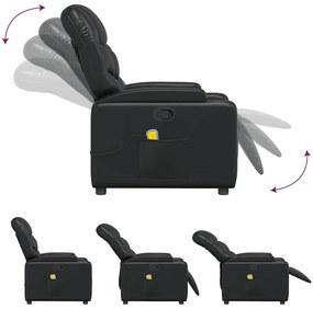 Poltrona de massagens reclinável couro artificial preto