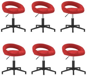 vidaXL Cadeiras de jantar giratórias 6 pcs veludo vermelho tinto