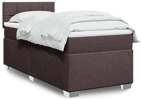 Cama com molas/colchão 90x200 cm tecido castanho-escuro