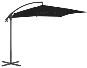 vidaXL Guarda-sol de jardim cantilever c/ poste aço 250x250 cm preto