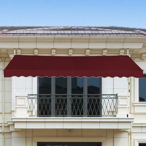 Toldo 400 cm telescópico e retrátil resistente aos raios UV impermeável com manivela altura regulável para janela varanda jardim Vermelho