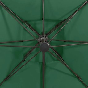 Guarda-sol de jardim cantilever c/ toldo duplo 300x300 cm verde