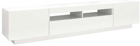 Móvel de TV com luzes LED 200x35x40 cm branco