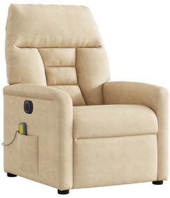 Poltrona de massagens reclinável elétrica microfibra cor creme