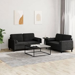 3201999 vidaXL 2 pcs conjunto de sofás com almofadas veludo preto