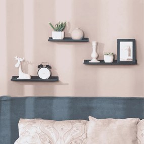 Conjunto de 3 prateleiras de parede em metal decorativas pretas