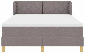 Cama Box Spring com Colchão em Taupe, 140x190 cm, Tecido