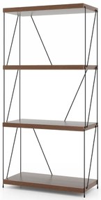 Estante multifunções de 4 níveis com estrutura metálica Estante de arrumação doméstica 61 x 105 cm Nogueira