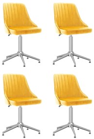 vidaXL Cadeiras de jantar giratórias 4 pcs veludo amarelo