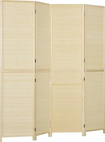 Biombo de bambu com 4 painéis, 180 x 180 cm, divisória dobrável para separar divisões - natural