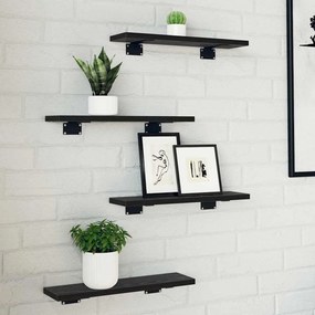 vidaXL Estante de Prateleira 4 pcs Preto 40 x 10 x 1.5 cm