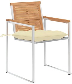 Cadeiras de jardim com almofadões 2 pcs teca maciça e aço