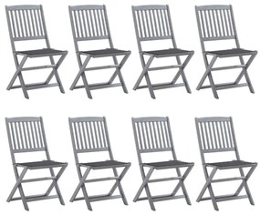vidaXL Cadeiras de exterior dobráveis 8pcs c/ almofadões acácia maciça