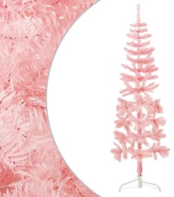 vidaXL Meia árvore de Natal fina com suporte 150 cm rosa
