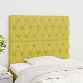 vidaXL Cabeceira de cama 2 pcs tecido 90x7x78/88 cm verde