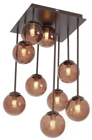 Plafond de design bronze com vidro bronze 9 luzes - Athens