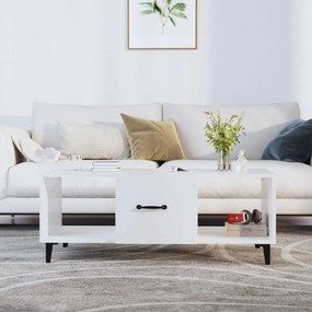 vidaXL Mesa de centro 102x50x40 cm madeira processada branco brilhante