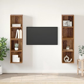 vidaXL Gabinete de TV de Parede 4 pcs Madeira Antiga 37 x 37 x 72 cm