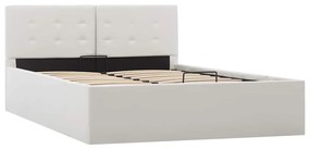 Cama hidráulica c/ arrumação 120x200cm couro artificial branco