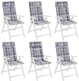 Almofadões cadeira encosto alto 6pcs tecido oxford xadrez cinza