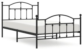 Estrutura de cama com cabeceira e pés 100x200 cm metal preto