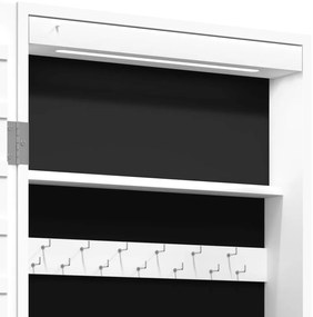 Móvel para joias de parede espelhado com luzes LED branco