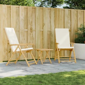 vidaXL Cadeiras jardim dobráveis/reclináveis c/ almofadões 2 pcs bambu