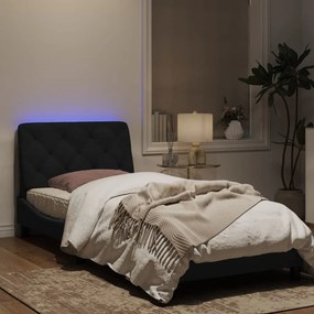 Estrutura de cama c/ luz LED 90x190 cm veludo preto